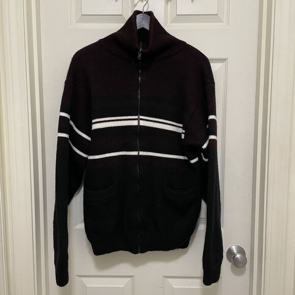 VINTAGE Northwest Territory Sweater Mens Large Black & Burgundy Thermal Lined - Picture 1 of 6